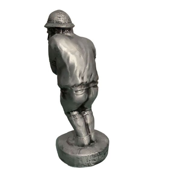 Vintage Pewter Golf Golfer Statue Creative Classics Surveying Green 12” - Picture 5 of 6